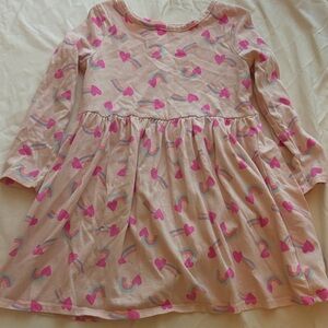 Cat & Jack Pink Dress with Heart and Rainbow Patterns